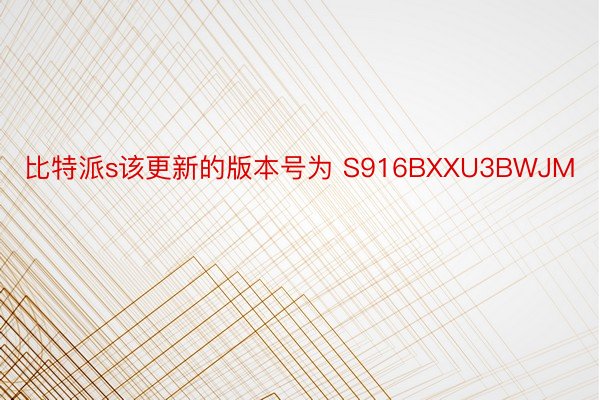 比特派s该更新的版本号为 S916BXXU3BWJM