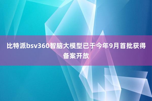 比特派bsv360智脑大模型已于今年9月首批获得备案开放
