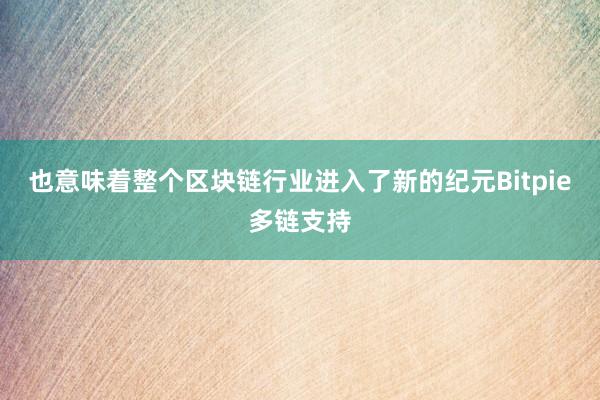 也意味着整个区块链行业进入了新的纪元Bitpie多链支持