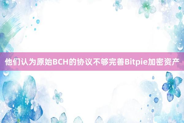 他们认为原始BCH的协议不够完善Bitpie加密资产