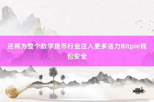 还将为整个数字货币行业注入更多活力Bitpie钱包安全