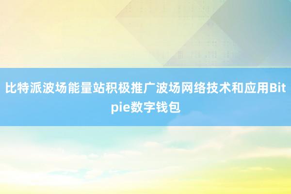 比特派波场能量站积极推广波场网络技术和应用Bitpie数字钱包