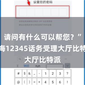 请问有什么可以帮您？”上海12345话务受理大厅比特派